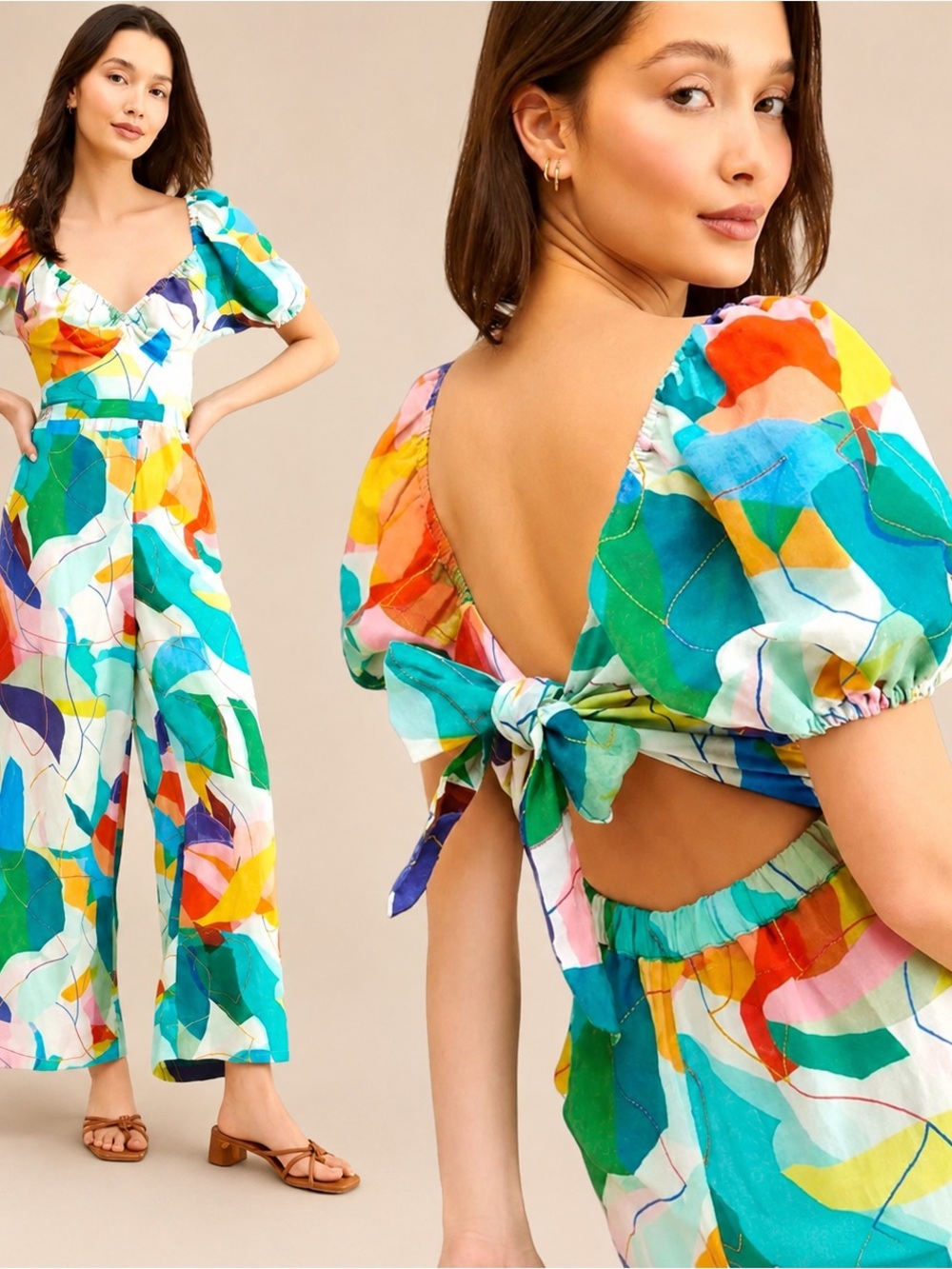 Anthropologie Ranna Gill Tie-Back Cutout Jumpsuit Size Small NWT